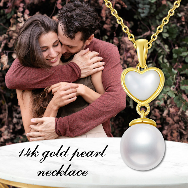 14K Gold Heart Shaped Heart Pendant Necklace-4