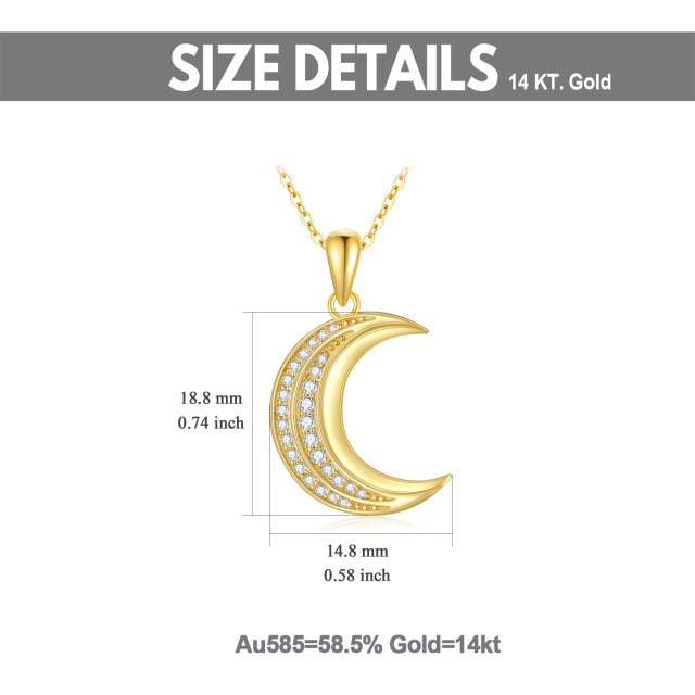 14K Gold Moissanite Moon Pendant Necklace-2