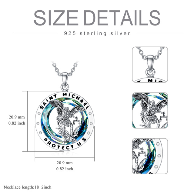 Sterling zilveren Sint Michael kristal hanger ketting met gegraveerd woord-4