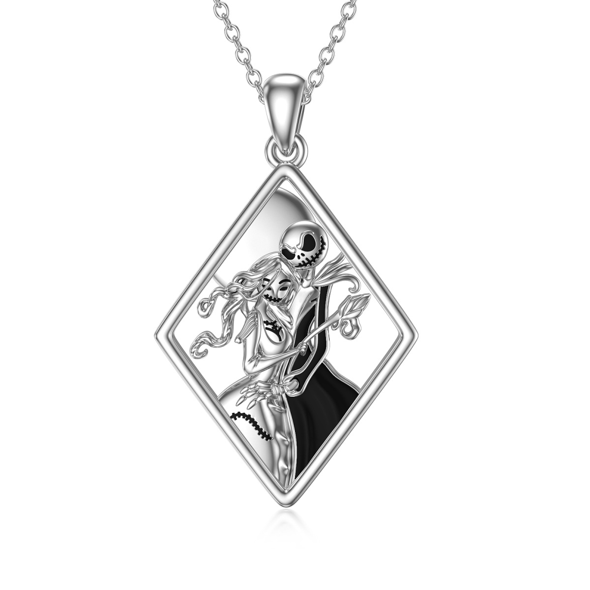 Sterling Silver Skull Pendant Necklace-1