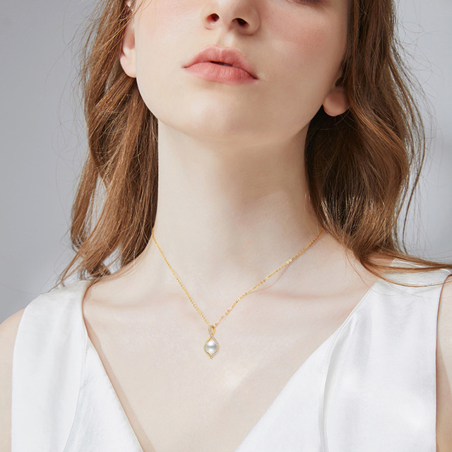 14K Gold Moissanite & Pearl Infinite Symbol Pendant Necklace-1