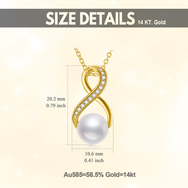 14K Gold Moissanite & Pearl Infinite Symbol Pendant Necklace-4