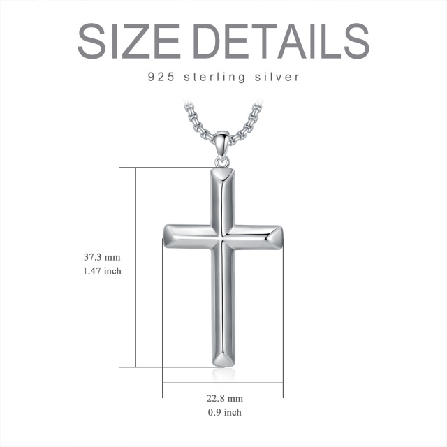 Sterling Silver Cross Pendant Necklace for Men-5