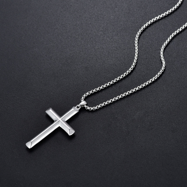 Sterling Silver Cross Pendant Necklace for Men-3