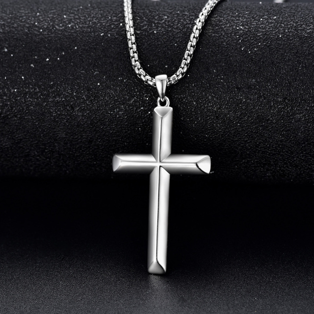 Collier en argent sterling avec pendentif en forme de croix pour hommes-2