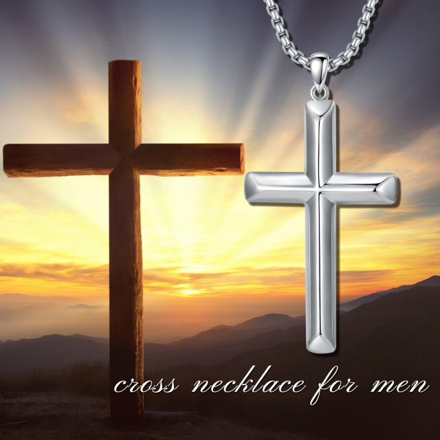 Sterling Silver Cross Pendant Necklace for Men-6