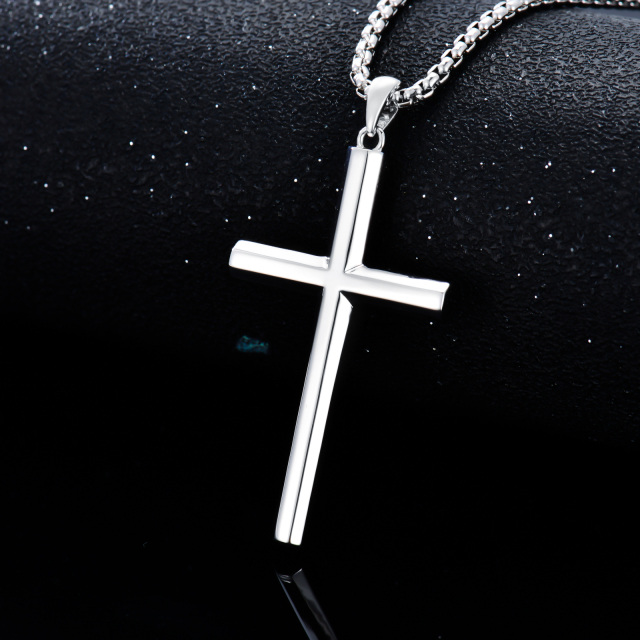 Collier en argent sterling avec pendentif en forme de croix pour hommes-3