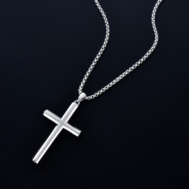 Collier en argent sterling avec pendentif en forme de croix pour hommes-4