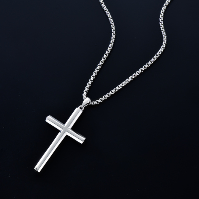 Sterling Silver Cross Pendant Necklace for Men-4