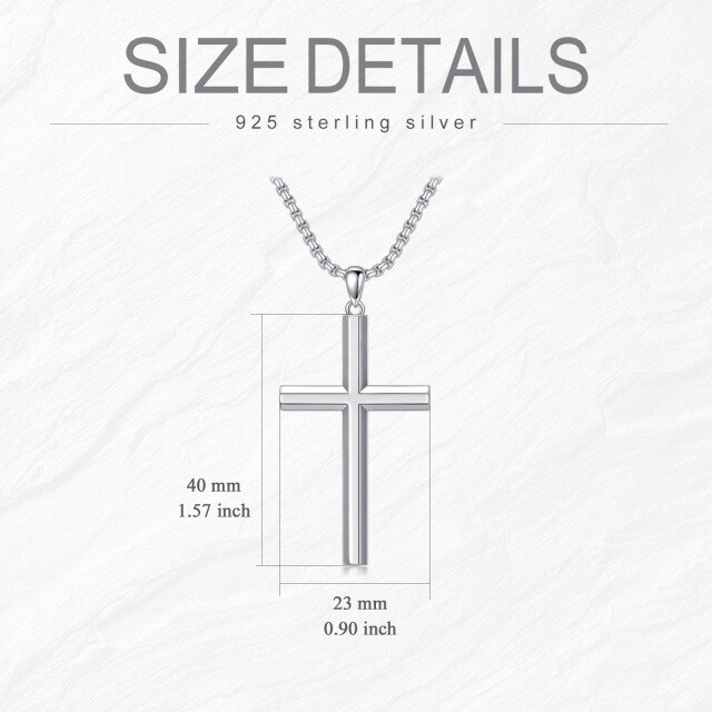 Sterling Silver Cross Pendant Necklace for Men-2