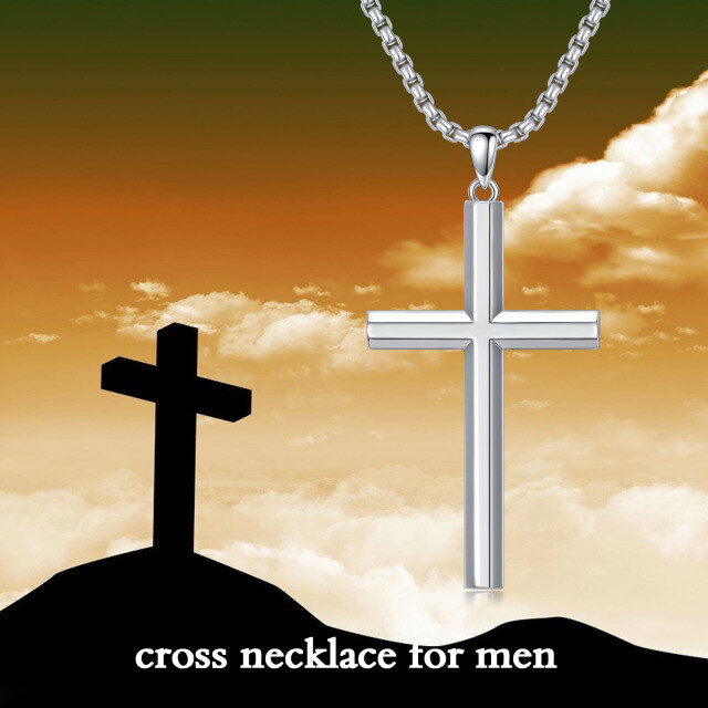 Sterling Silver Cross Pendant Necklace for Men-5