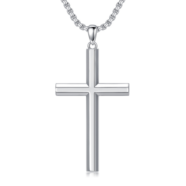 Collier en argent sterling avec pendentif en forme de croix pour hommes-0