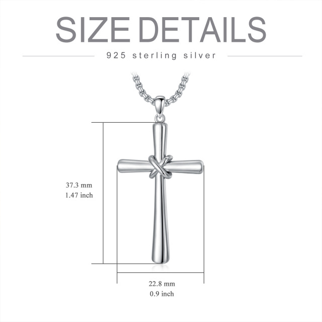 Sterling Silber Kreuz-Anhänger Halskette für Männer-4