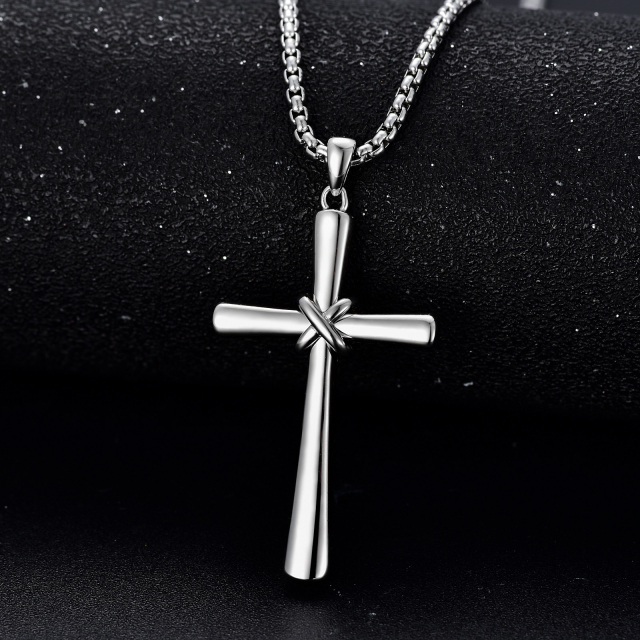 Sterling Silver Cross Pendant Necklace for Men-2