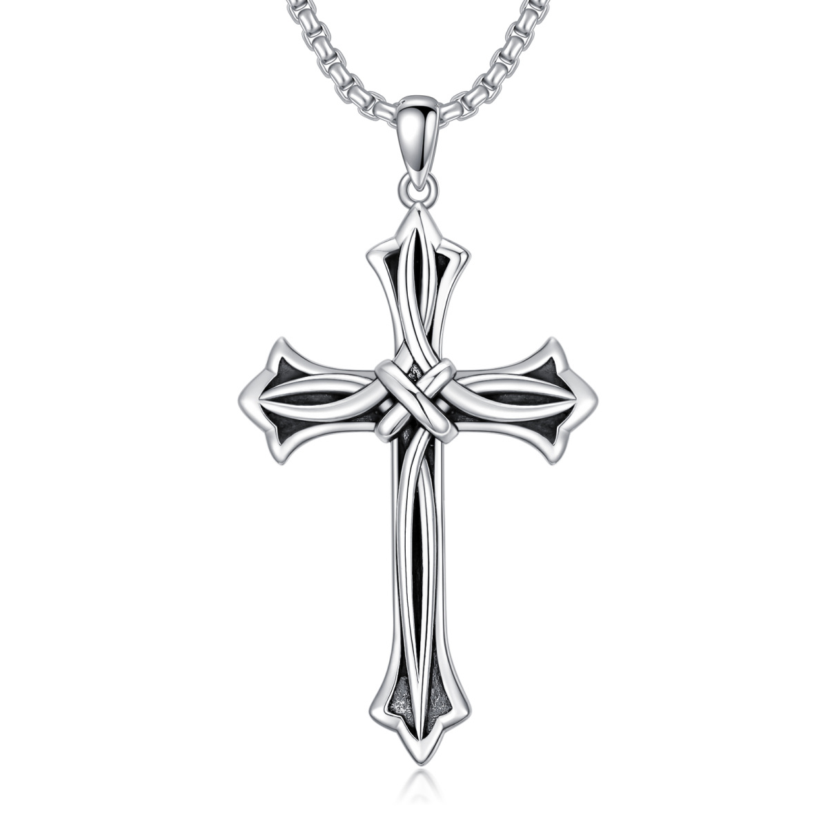 Collier en argent sterling avec pendentif nœud en croix pour hommes-1