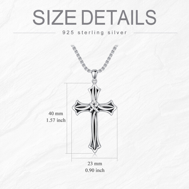 Sterling Silver Cross Knot Pendant Necklace for Men-5