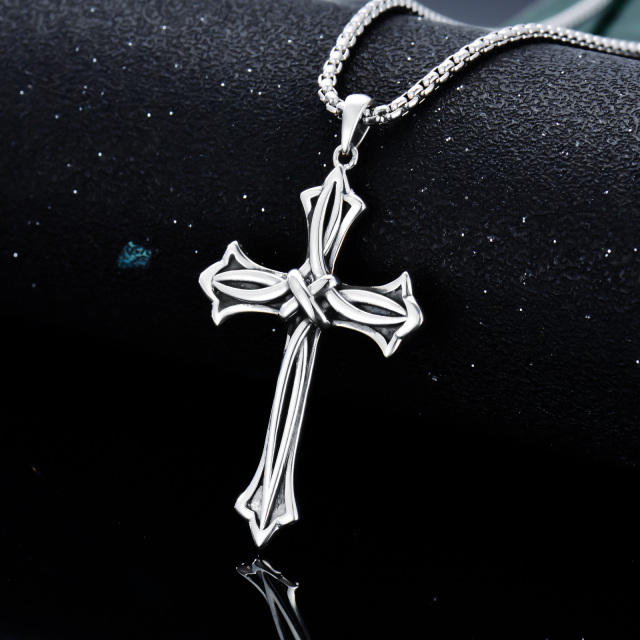 Collier en argent sterling avec pendentif nœud en croix pour hommes-2