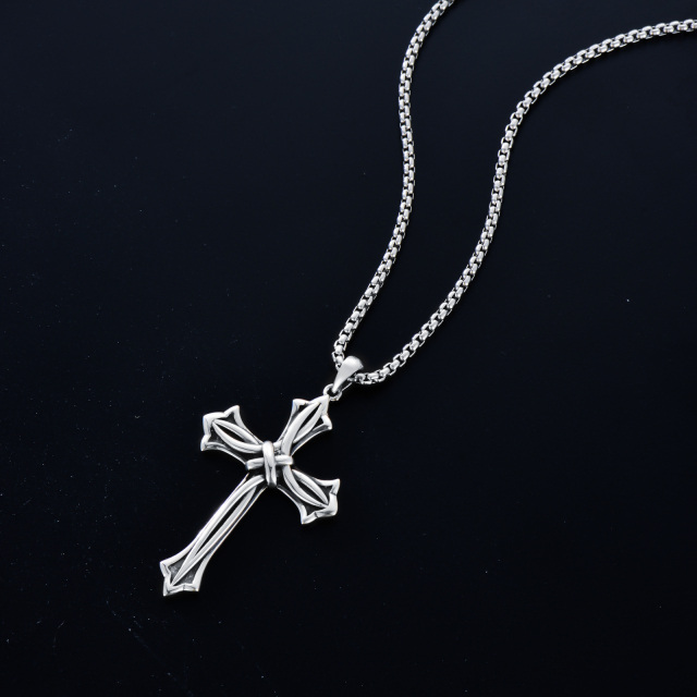 Sterling Silver Cross Knot Pendant Necklace for Men-3