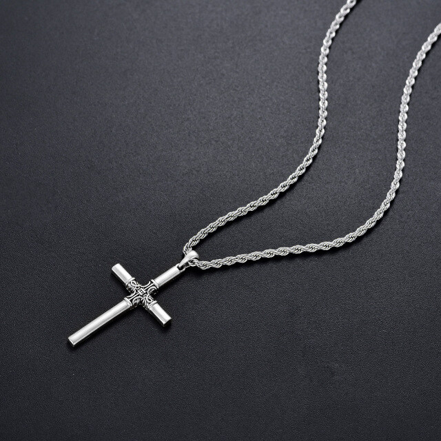 Sterling Silver Celtic Knot & Cross Pendant Necklace for Men-3