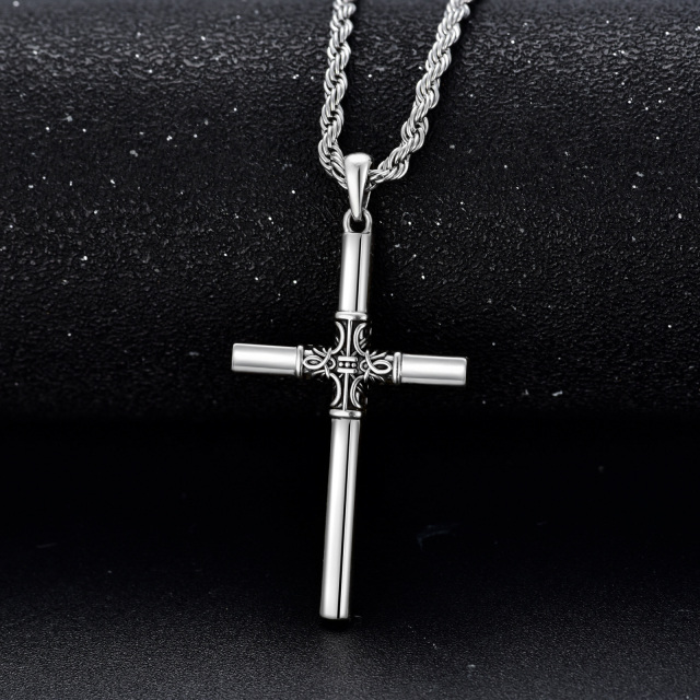 Sterling Silver Celtic Knot & Cross Pendant Necklace for Men-2
