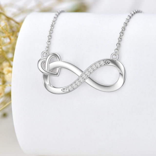 S925 diamante símbolo do infinito com formato de coração pingente colar presentes para mulheres-0
