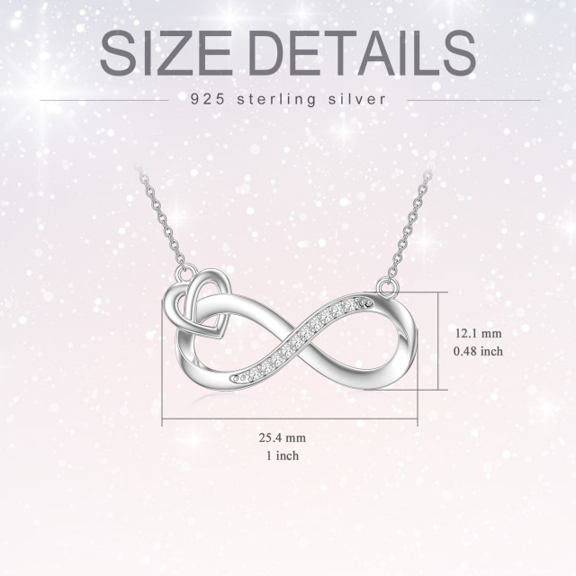 S925 diamante símbolo do infinito com formato de coração pingente colar presentes para mulheres-4
