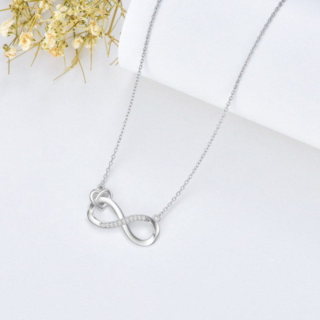S925 diamante símbolo do infinito com formato de coração pingente colar presentes para mulheres-3