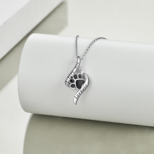 Sterling Silver Paw Urn Necklace for Ashes with Engraved Word-2