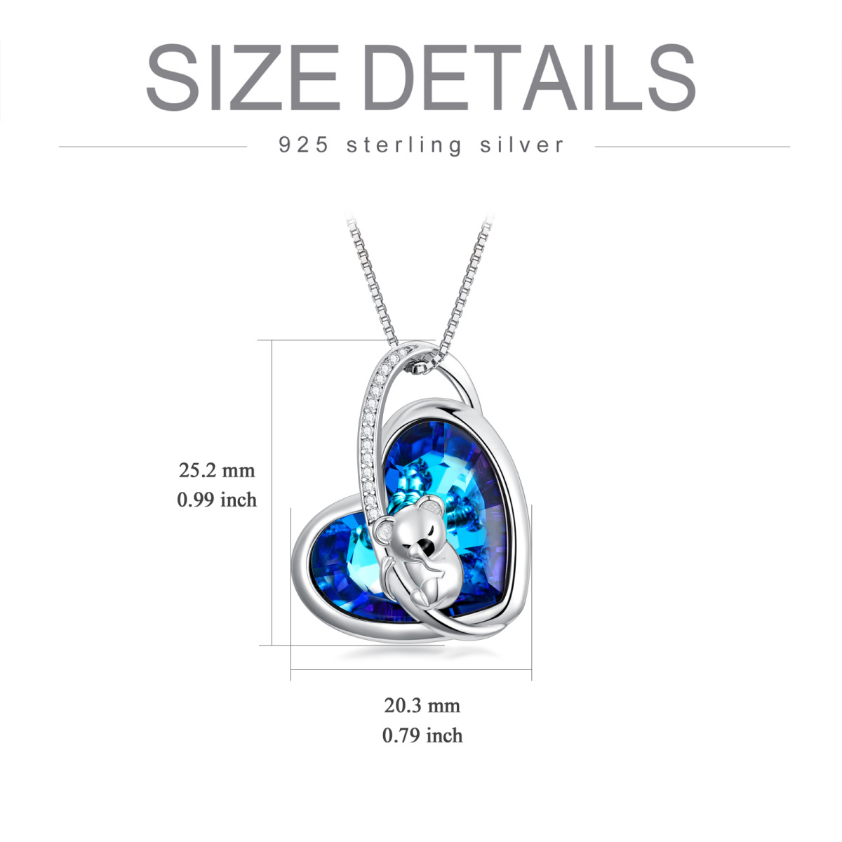 Sterling Silver Heart Koala & Mother Crystal Pendant Necklace-1