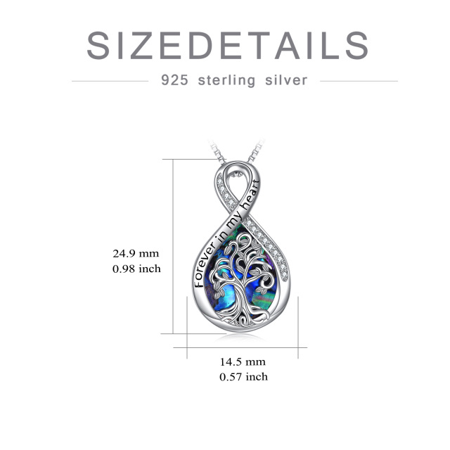 Sterling Silver Abalone Shellfish Tree Of Life & Infinity Symbol Urn Necklace for Ashes with Engraved Word-5