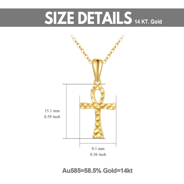 14K Gold Ankh Pendant Necklace-3
