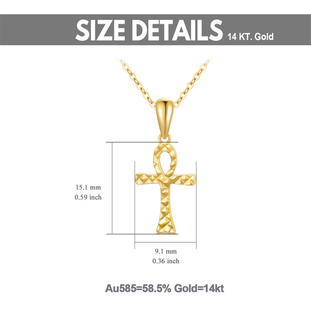 14K Gold Ankh-Anhänger Halskette-3