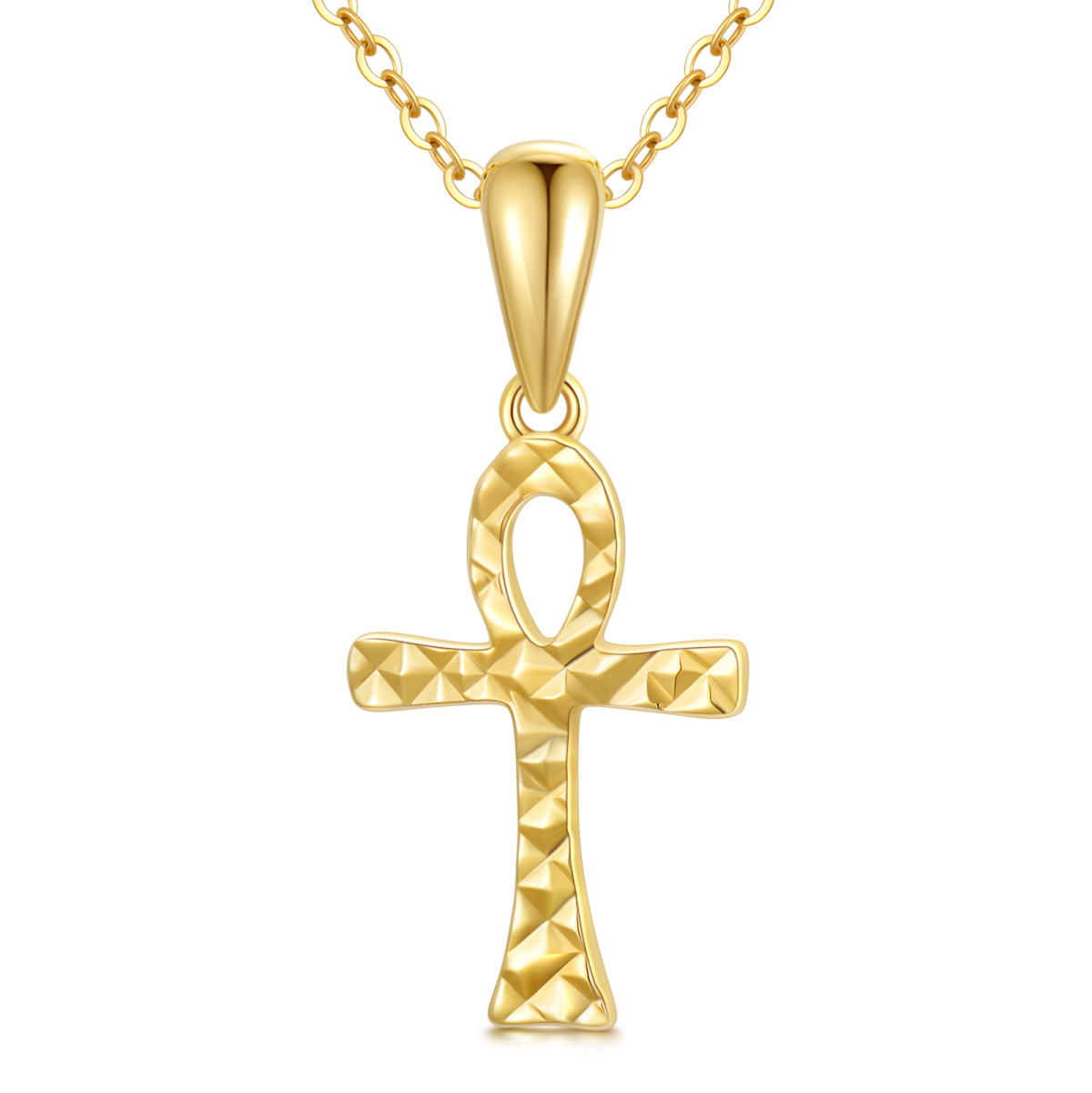 14K Gold Ankh Pendant Necklace-1