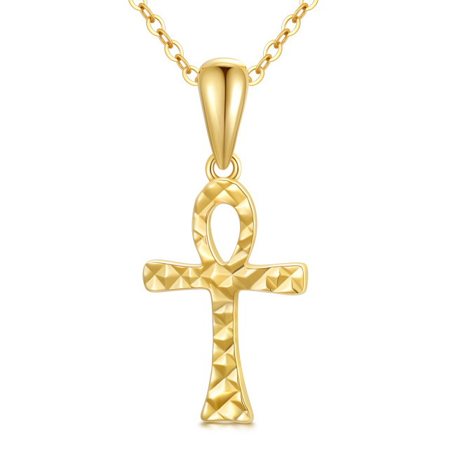 Colar com pingente de cruz de ouro 14K em 18 1 1 polegada extensora-0