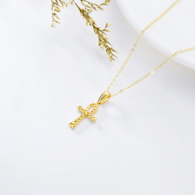 14K Gold Ankh-Anhänger Halskette-2