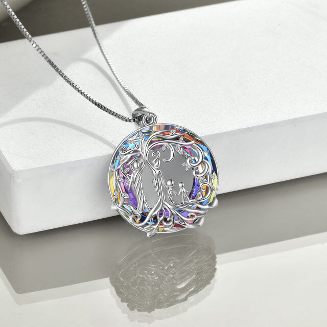 Sterling Silver Crystal Tree Of Life & Mother & Daughter Pendant Necklace-2