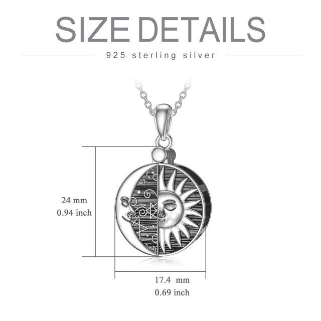 Sterling Silver Moon & Sun Urn Necklace for Ashes-3
