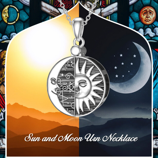 Sterling Silver Moon & Sun Urn Necklace for Ashes-4