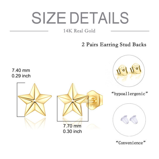 14K Gold Star Stud Earrings-4