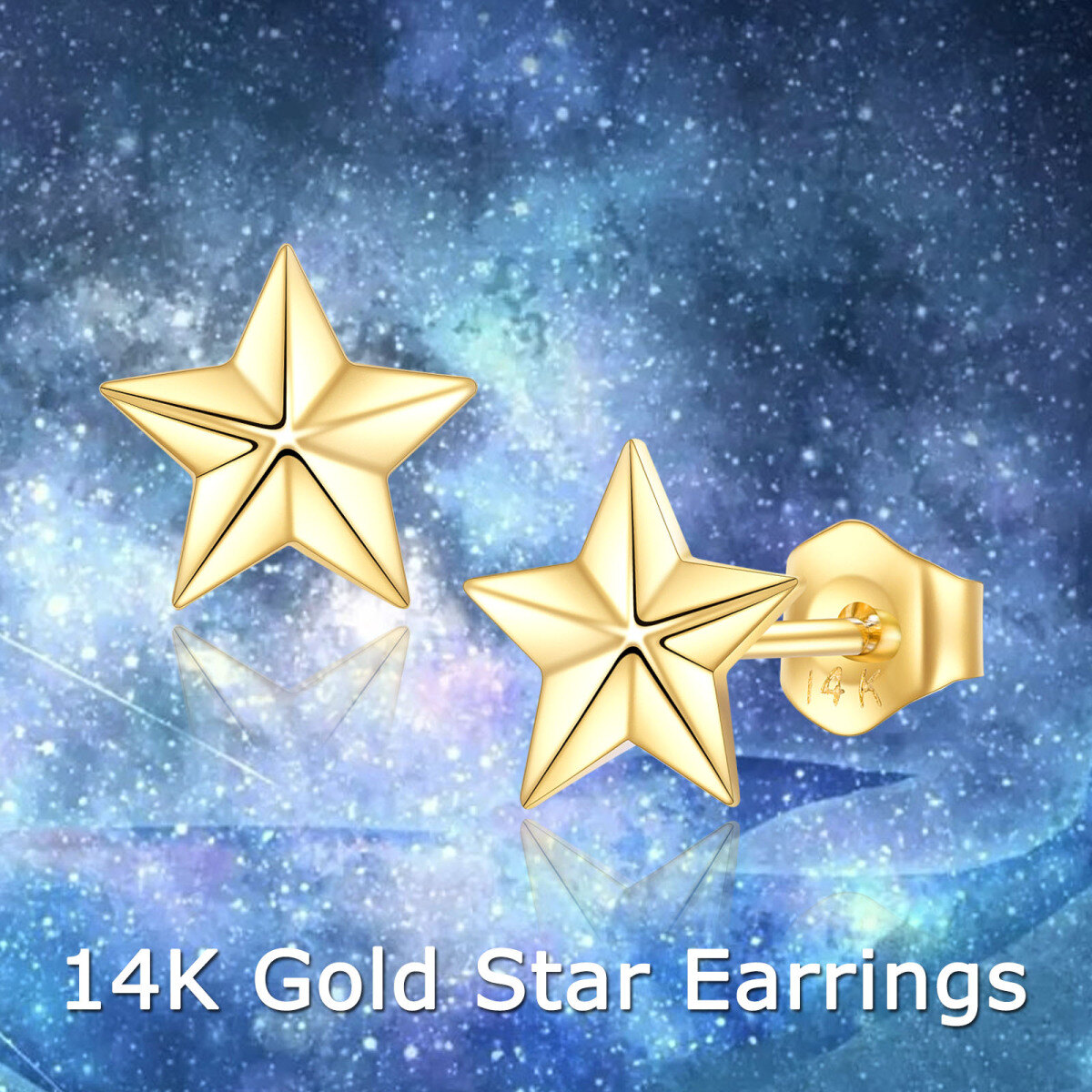 14K Gold Star Stud Earrings-6