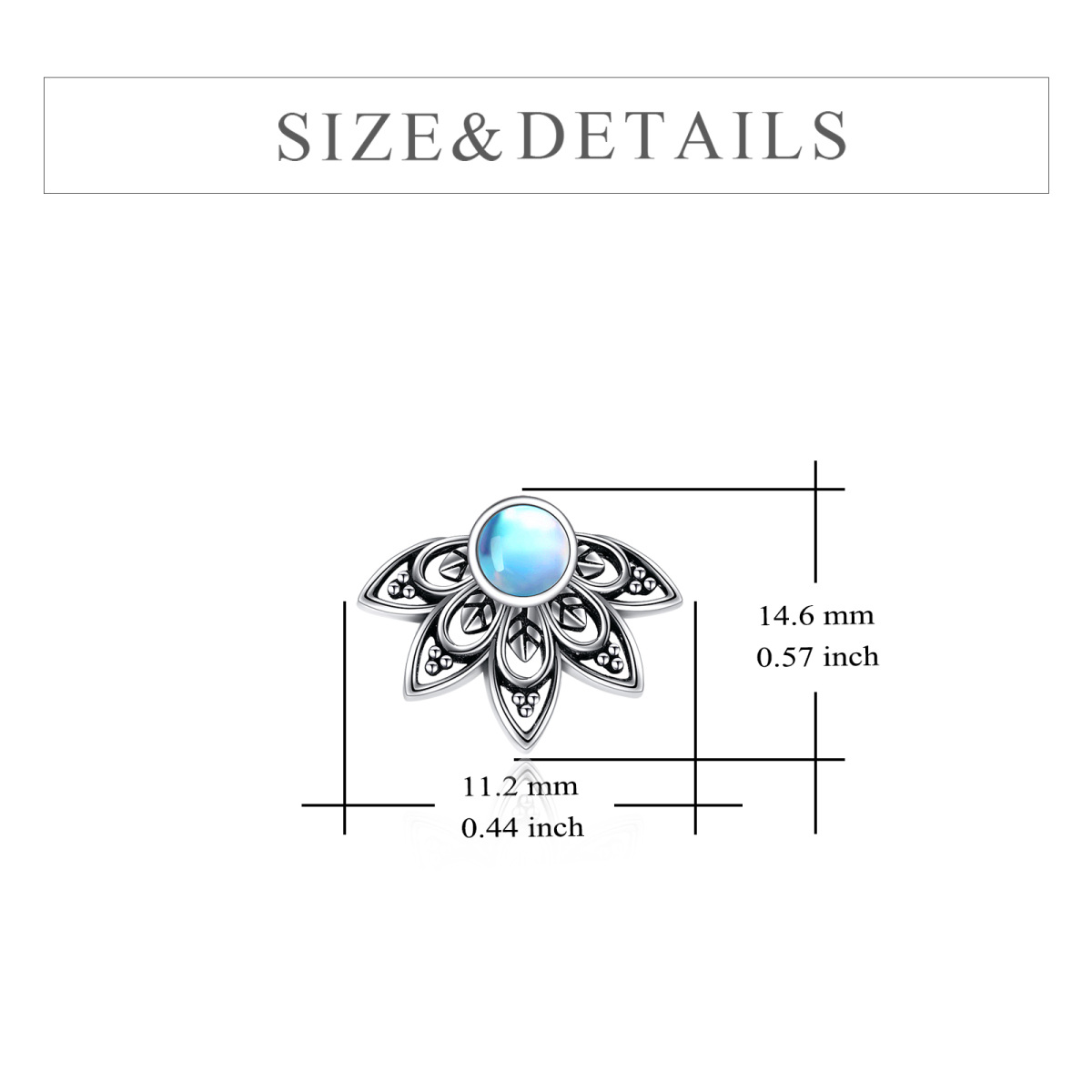 Sterling Silver Moonstone Blue Lotus Stud Earrings-5