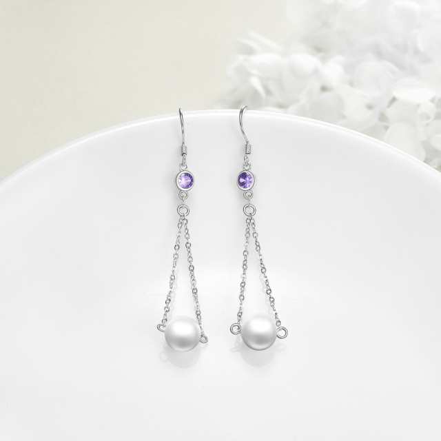 Pendientes colgantes de perlas de plata esterlina para mujer-1
