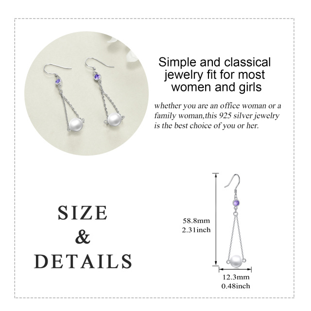 Sterling Silver Pearl Dangle Earrings Jewelry for Women-4