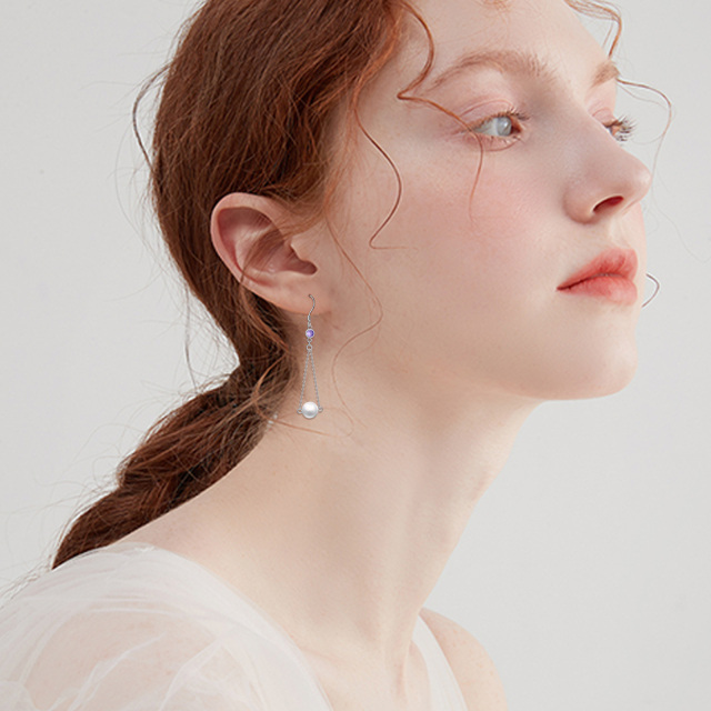 Sterling Silver Pearl Dangle Earrings Jewelry for Women-3
