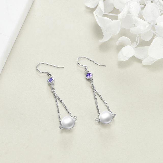 Pendientes colgantes de perlas de plata esterlina para mujer-2