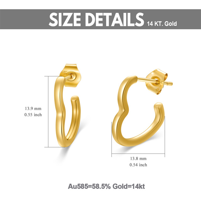 14K Gold Heart Heart Hoop Earrings-2
