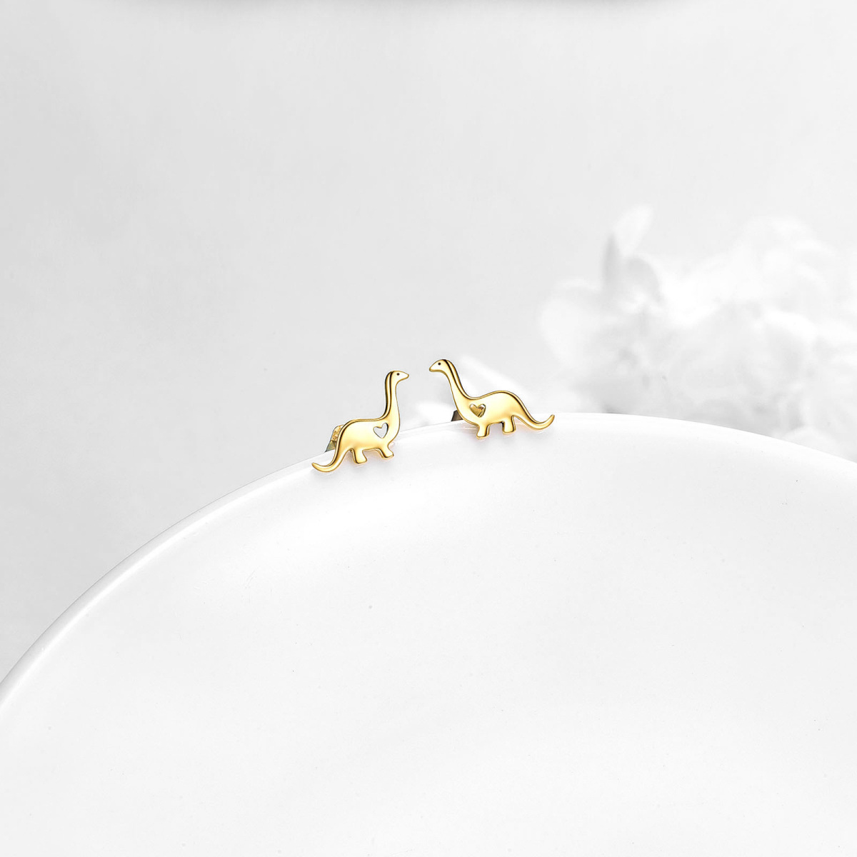 14K Gold Dinosaur Stud Earrings-3