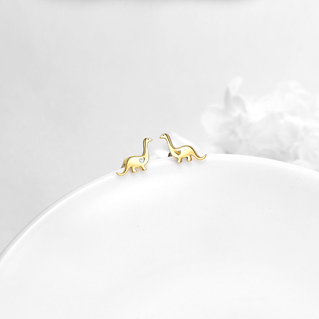 Boucles d'oreilles à tige en forme de dinosaure en or 14 carats, cadeaux pour femmes et filles, hypoallergéniques-2
