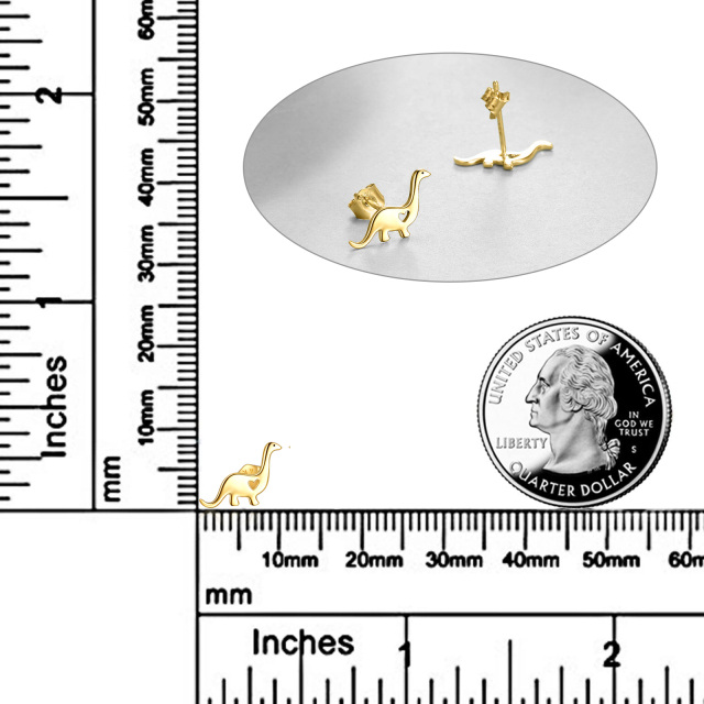 Boucles d'oreilles à tige en forme de dinosaure en or 14 carats, cadeaux pour femmes et filles, hypoallergéniques-4