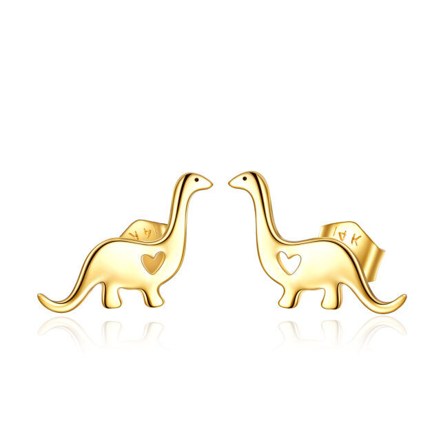 14k Gold Dinosaur Stud Earrings Gifts for Women Girls Hypoallergenic-0
